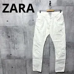 ZARA ザラ メンズ ホワイトストレートデニム ストレートジーンズ w34