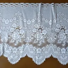 カフェカーテン ホワイト 花柄 レース　50cm✕350cmのサムネイル