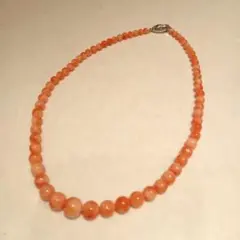 美品 天然珊瑚ネックレス 10mmピンクコーラル グラデーションSilver 