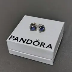 PANDORA Sparkling Square Blue Halo Stud