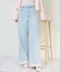 ［新品タグ付］半額　ナイスクラップ　ジーンズデニム　レースワイドパンツのサムネイル