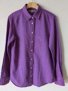 UNIQLOネルシャツ ピンク×ブルーのチェック柄長袖シャツレディース