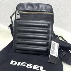 美品 DIESEL Dロゴ レザー ショルダー クロスボディ バッグ ブラック
