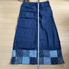 デニム パッチワーク ロングスカート