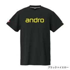 andro 卓球 Tシャツ ブラック×イエロー