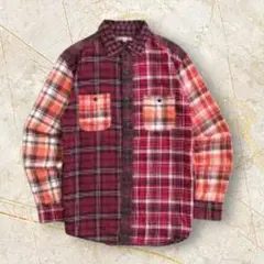 UNIQLOチェック柄ネルシャツ　赤オレンジ系