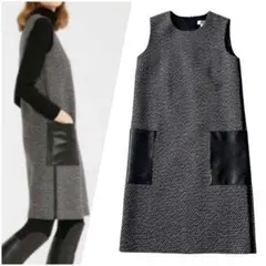 超綺麗✨マックスマーラ ワンピース 白タグ ポケット羊革 ツイード 近年モデル