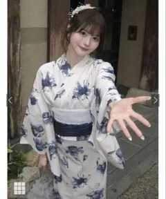 GRL 水彩花柄 浴衣 帯 2点セット