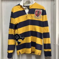 ラルフローレンラグビーオーダーカスタムラガーシャツ 黄と紺のストライプ