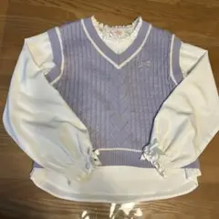 メゾピアノ mezzo piano ブラウス　ベスト　パープル セット