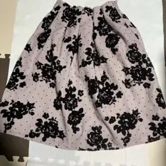 薄紫色 花柄 フレアスカート Mサイズ
