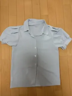 パフスリーブ 半袖ブラウス ライトブルー