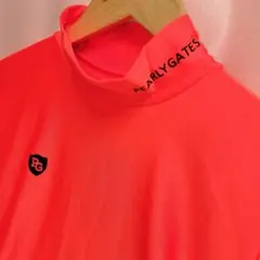 美品 PEARLY GATES 蛍光オレンジ モックネックシャツ 長袖 サイズ5