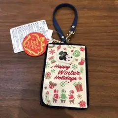 【未使用】ディズニー クリスマス ミッキー パスケース チャーム ホルダー