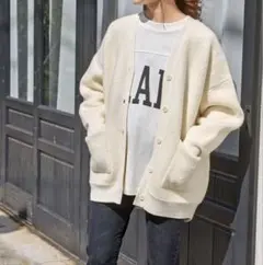 Spick & Spanブークレダブルフェイスカーディガン　スピックアンドスパン