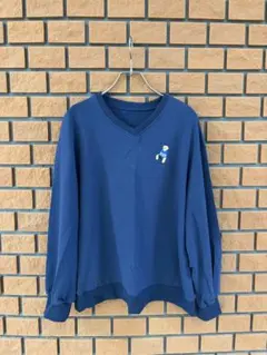 SHEIN ネイビー Vネック スウェット クマ刺繍のサムネイル