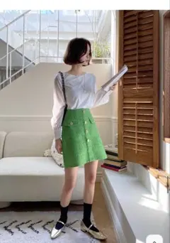 DHOLIC グリーンツイード　ミニスカート