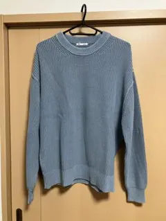 【新品未使用】GUウォッシュドリブクルーネックセーター カラーBLUE サイズＭ
