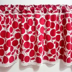 北欧赤い果実柄カフェカーテン
