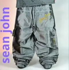 90s ショーンジョン シルバー ワイド バギーデニム y2k B系 bboy