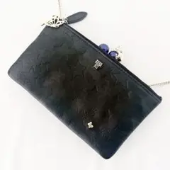 【美品】ANNASUI プレイングキャット がま口 ショルダーウォレット 黒のサムネイル
