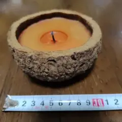 木製器入り キャンドル オレンジ