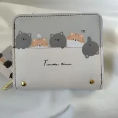 Fuwatto time 猫柄 二つ折り財布