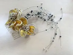 黄色の花モチーフかんざし