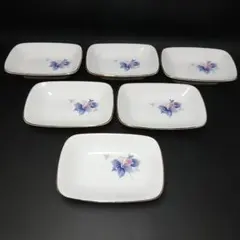 Maebata CHINA 前畑陶器 小皿 6枚セット 花柄 金彩 角皿 豆皿