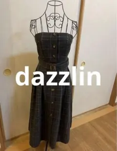 dazzlinチェック柄ベルト付きワンピース