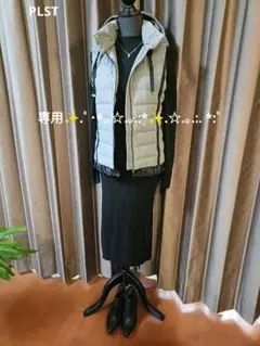 しうまい様専用☆美品☆プラステ☆フード付フリルダウンベスト☆0☆グレー