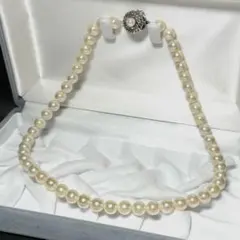 アコヤ パール 本真珠 ネックレス シルバー金具 ダブルロック 約7.5〜8mm