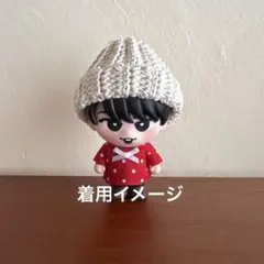 すのチルソフビサイズ 猫耳ニット帽＋小花柄シャツ2点セット(青