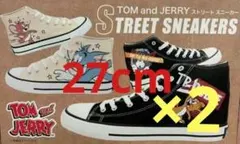 トムとジェリー ストリートスニーカ－　ブラック　ホワイト　2足　27cmのサムネイル
