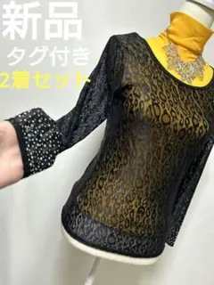 社交ダンス練習着レッスン着パーティ新品タグ付きシースルートップス2枚セットドレスのサムネイル