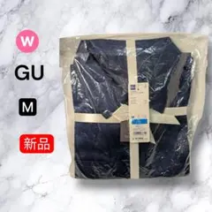 GU ジーユー サテンパジャマ M ネイビー 半袖 新品 レディース