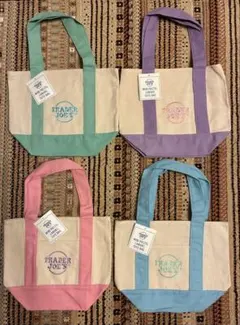 【新品未使用】Trader Joe's 限定ミニパステルトートバッグ 4色セット