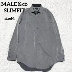 ✨極美品✨MALE＆co SLIM 山善グレー ストライプ 長袖シャツ　サイズM