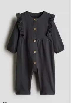 新品未使用　タグ付きH&M フリルトリムロンパースブラックロンパース 18M