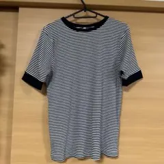 黒と白のストライプ 半袖Tシャツ LLサイズ