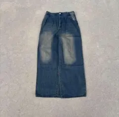 00s トミーヒルフィガー 極太 ワイド デニム パンツ ブルー ベイカー