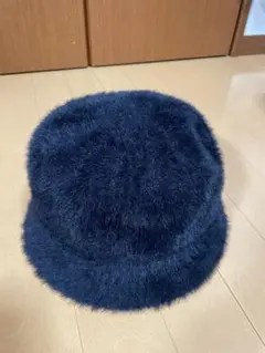 ブラック　バケットハット ファー風