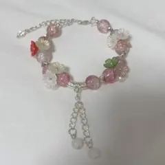 ハンドメイド ブレスレット フラワー ピンク 花
