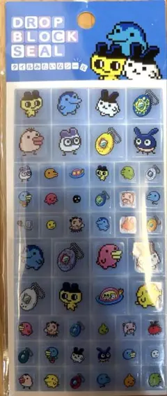 たまごっち　ドロップブロックシール　タイルみたいなシール　青