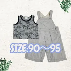 ディズニーミッキー タンクトップ＆ bebe オーバーオール セット 90〜95のサムネイル