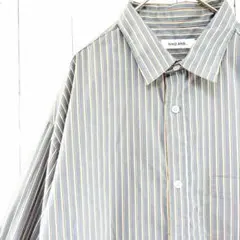 ニコアンド ストライプシャツ ブルー オレンジ M 長袖 ビッグシルエットのサムネイル