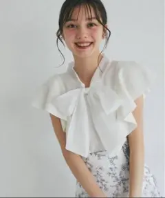 tocco closet ♡ シアーボウタイリボン付き切り替えニットプルオーバー