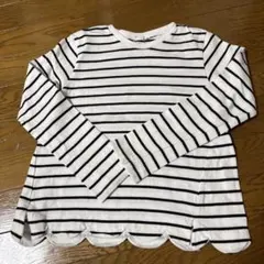 長袖カットソー 140cm 白黒ストライプ