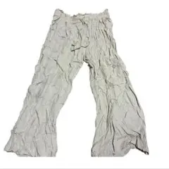 Mサイズ 100%リネン ワイドパンツ　古着　一点もの　限定　レディース
