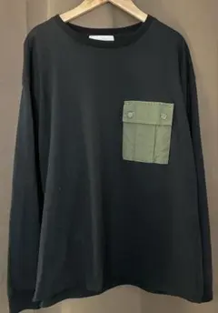 ロゴスデイズ★カーキポケット付き黒長袖カットソー L★ブラック
